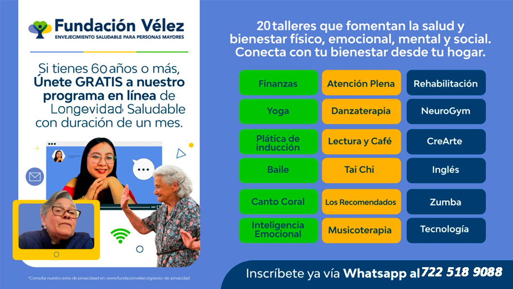 Programa de Longevidad Saludable  - Fundación Vélez - 21 talleres para el bienestar